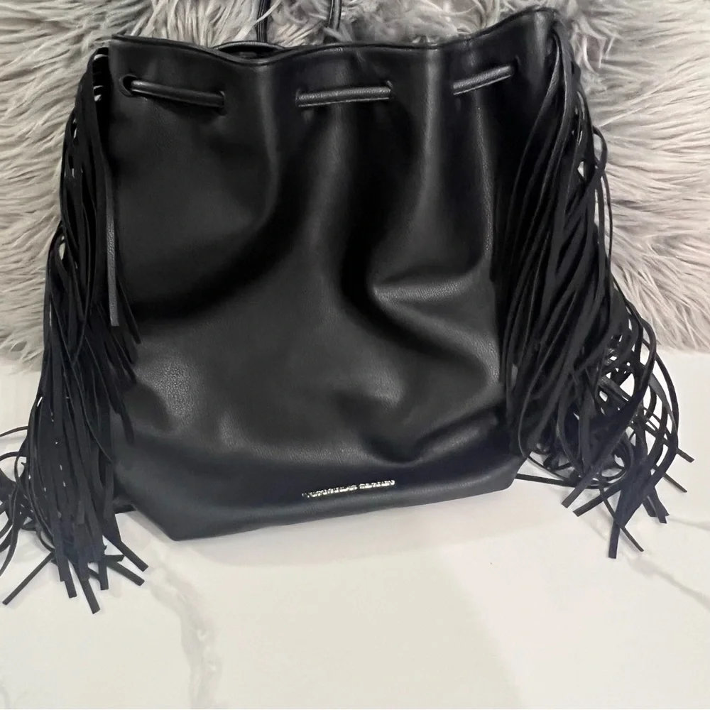 NWOT VICTORIA’S SECRET black boho fringe bag - Picture 5 of 12
